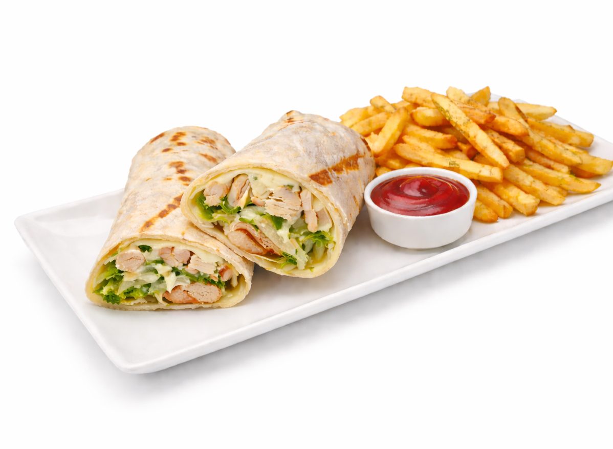 Grilled Chicken Caesar Wrap + Fries.