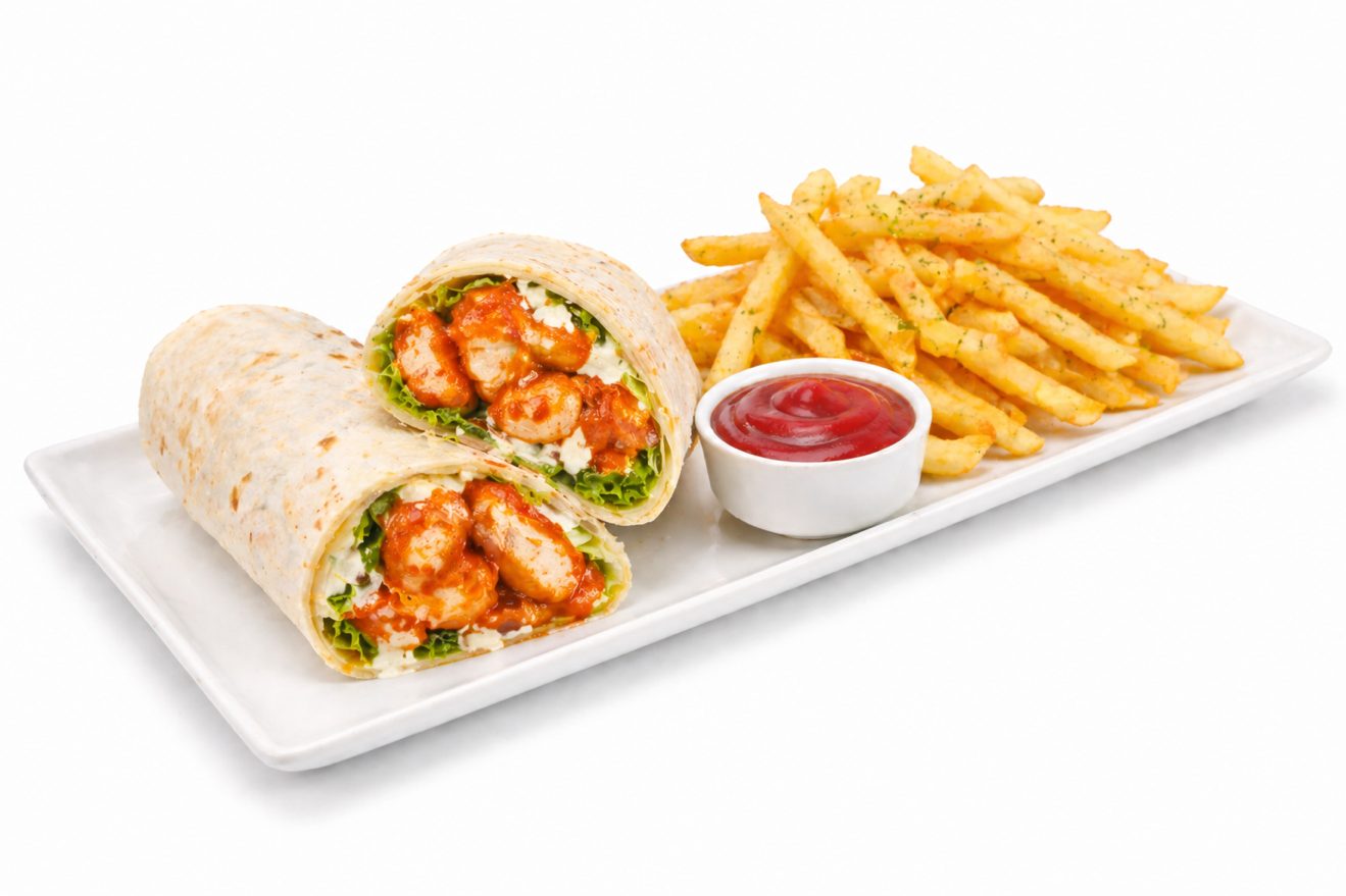 Buffalo Chicken Wrap + Fries.