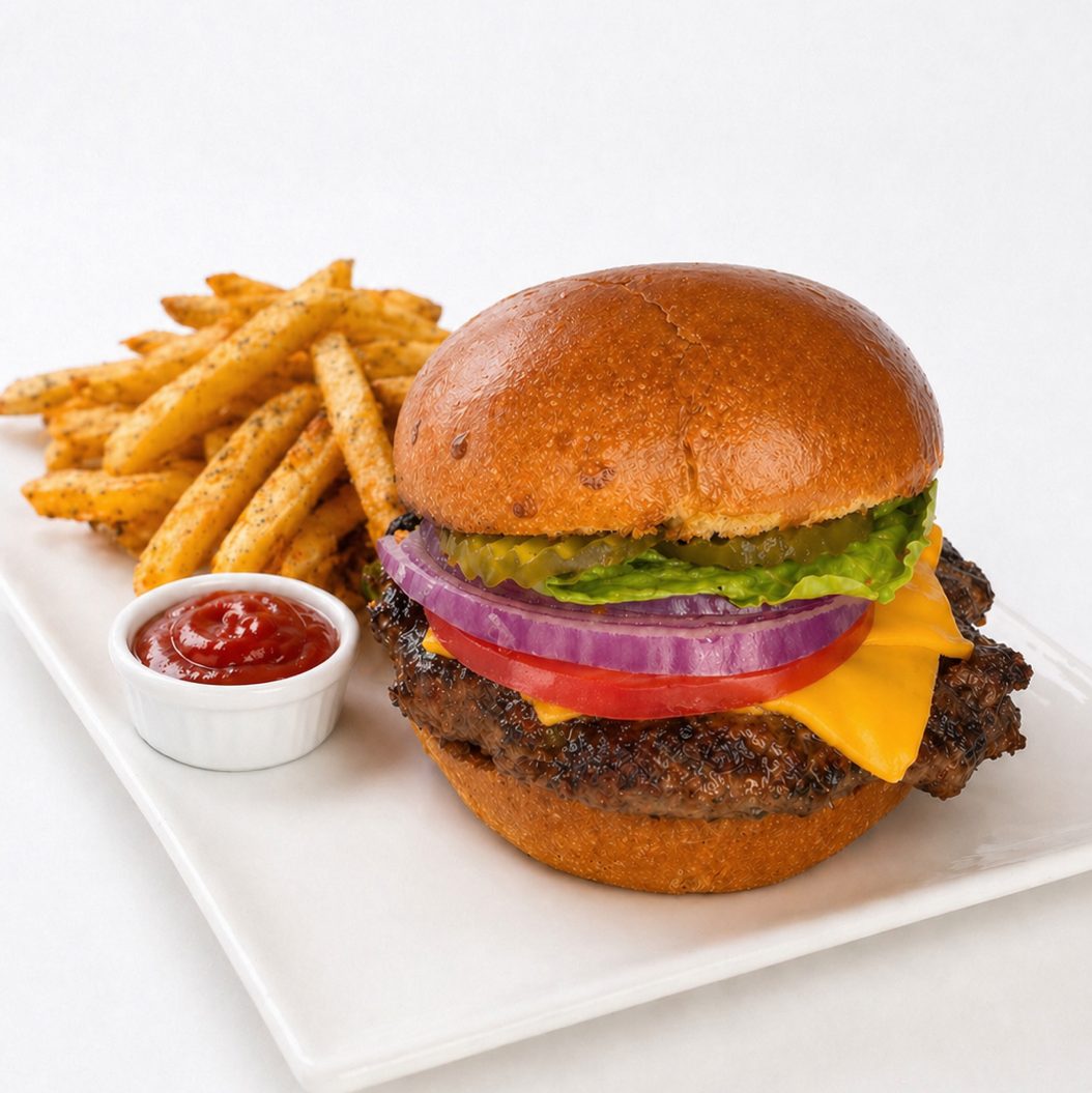 Cheeseburger Deluxe + Fries.