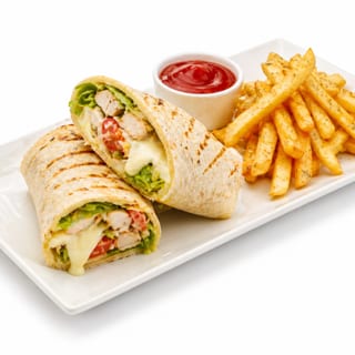 Grilled Chicken & Mozzarella Wrap + Fries